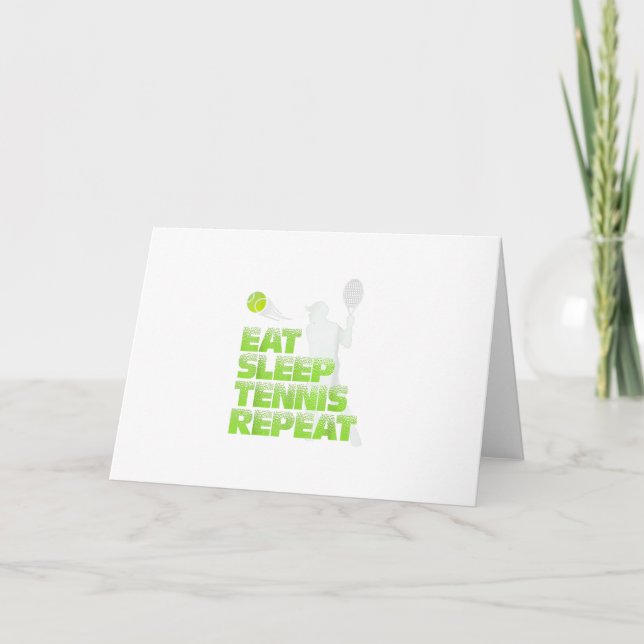 eat sleep tennis repeat  sport gift holiday card (Front)