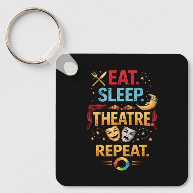 Eat, Sleep, Theatre, Repeat Key Ring (Front)
