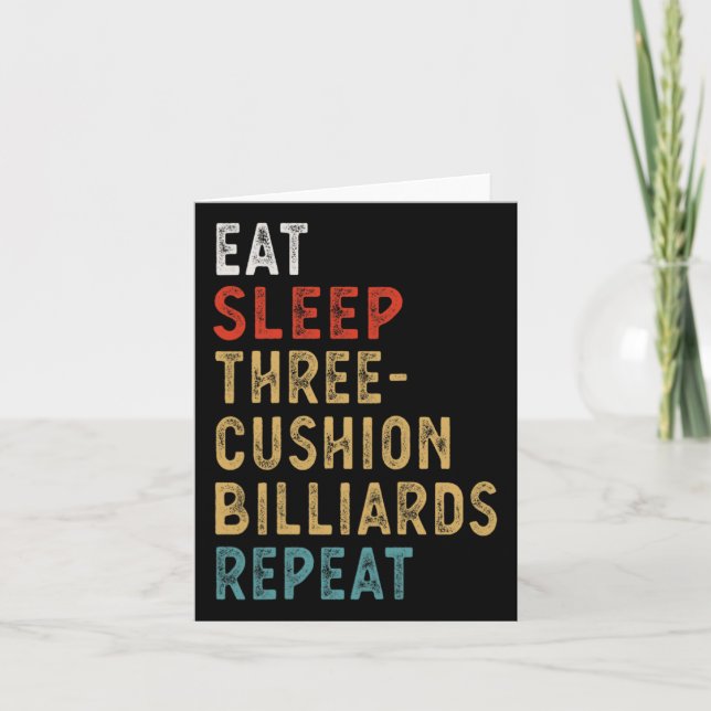 Eat Sleep Three-cushion Billiards Repeat Funny Pla Card (Front)