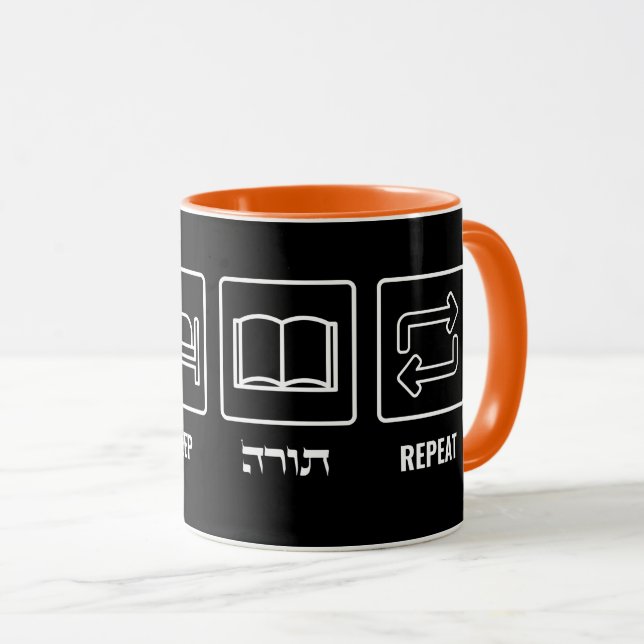 Eat Sleep Torah Repeat - Jewish Lifestyle Mug (Front Right)
