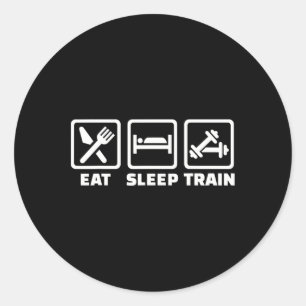 Eat Sleep Train Barbells Classic Round Sticker