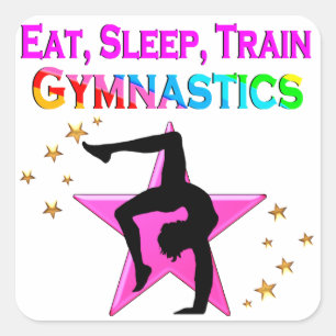 EAT, SLEEP TRAIN GYMNASTICS SQUARE STICKER