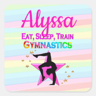 EAT, SLEEP, TRAIN GYMNASTICS SQUARE STICKER