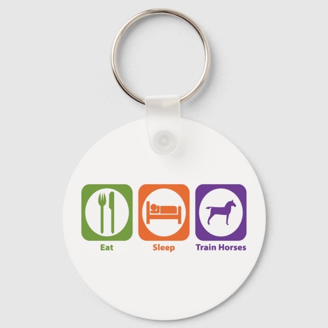 Eat Sleep Train Horses Key Ring (Front)