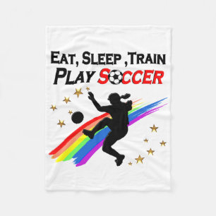 EAT, SLEEP TRAIN PLAY SOCCER ALL DAY LONG FLEECE BLANKET