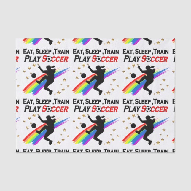 EAT, SLEEP TRAIN PLAY SOCCER ALL DAY LONG TISSUE PAPER (Front)