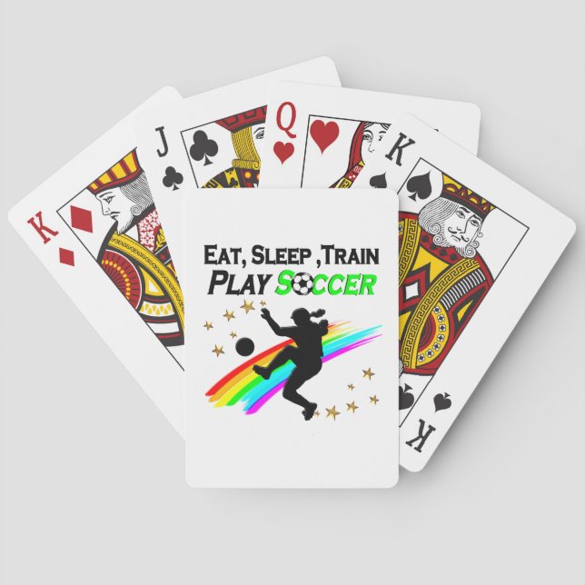 EAT, SLEEP, TRAIN PLAY SOCCER PLAYING CARDS (Back)