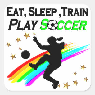 EAT, SLEEP, TRAIN PLAY SOCCER SQUARE STICKER