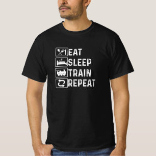 Eat Sleep Train Repeat Steam Train Railroad Lover  T-Shirt