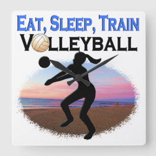 EAT, SLEEP, TRAIN VOLLEYBALL SQUARE WALL CLOCK