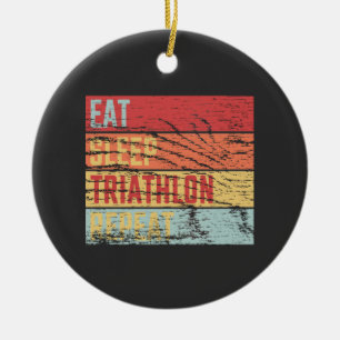 Eat Sleep Triathlon Repeat Ceramic Tree Decoration