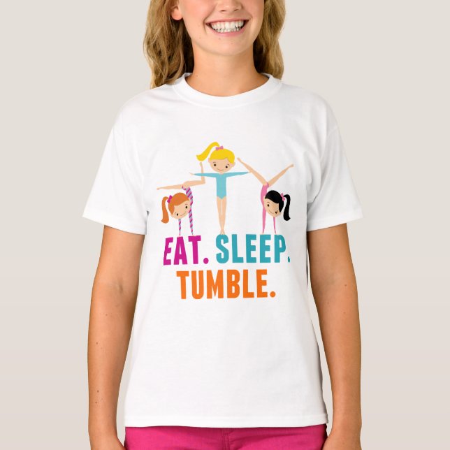 Eat Sleep Tumble Cute Gymnastics Girls T-Shirt (Front)