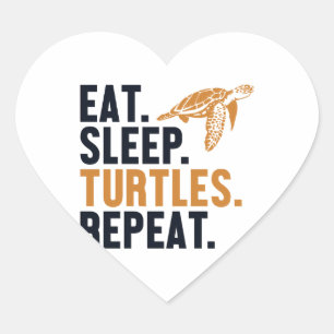 Eat Sleep Turtles Repeat Tortoise Painted Lover Heart Sticker