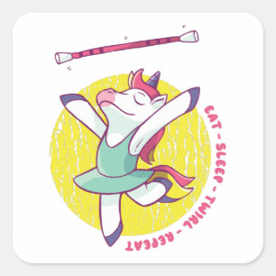 EAT SLEEP TWIRL UNICORN SQUARE STICKER