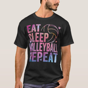 Eat Sleep Volleyball Repeat colourful teen girls w T-Shirt