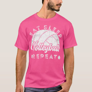 Eat Sleep Volleyball Repeat Distressed Volleyball T-Shirt