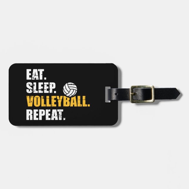 Eat sleep volleyball repeat luggage tag (Front Horizontal)