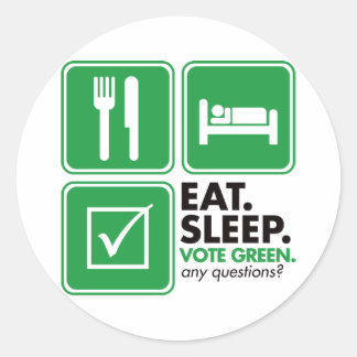 Eat Sleep Vote Green Classic Round Sticker
