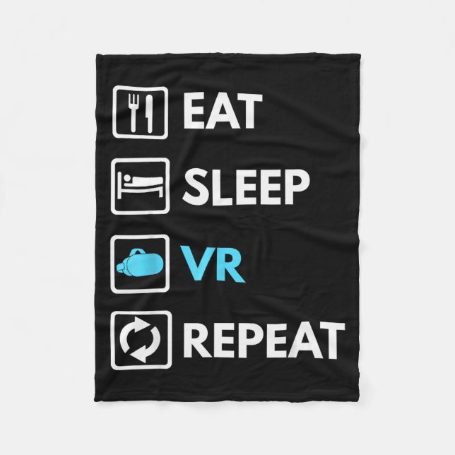 Eat Sleep Vr Repeat Funny Vr Gamer Boy Vr Athlete  Fleece Blanket (Front)