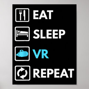 Eat Sleep Vr Repeat Funny Vr Gamer Boy Vr Athlete Poster