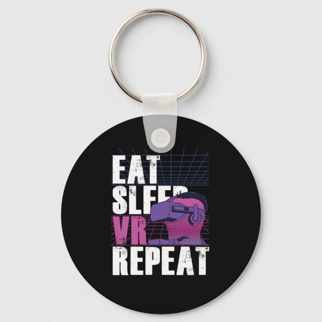 Eat Sleep VR Repeat Gamer Gaming Virtual Reality G Key Ring (Front)