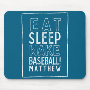 Eat sleep wake baseball modern hand drawn t shirt mouse mat