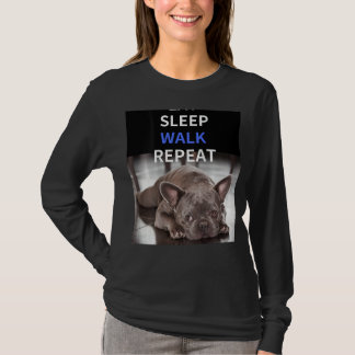 EAT SLEEP WALK REPEAT Bulldog Back Logo Short Slee T-Shirt