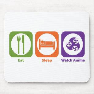 Eat Sleep Watch Anime Mouse Mat