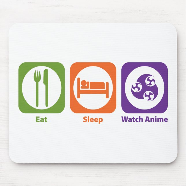 Eat Sleep Watch Anime Mouse Mat (Front)