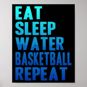 Eat Sleep Water Sketll Repeat Summer Sports Tropic Poster