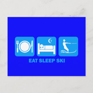 eat sleep water ski postcard