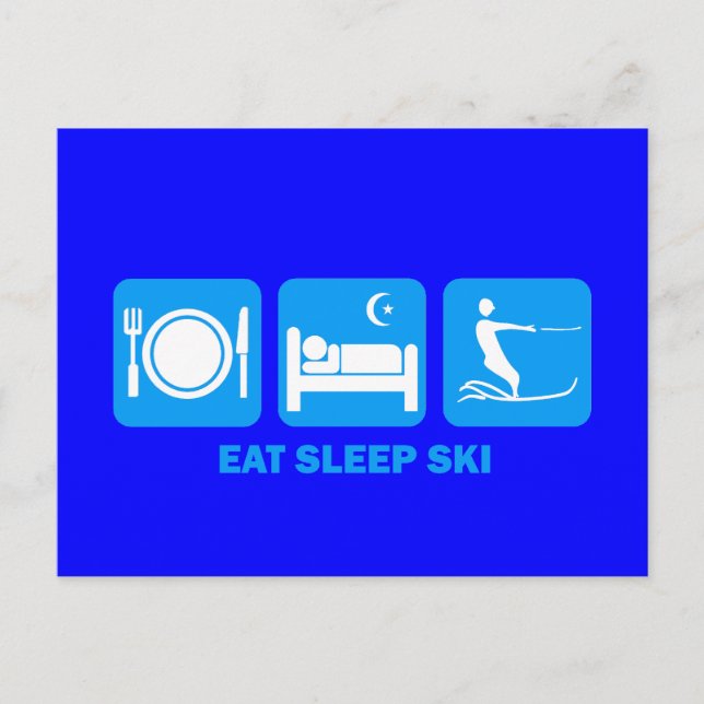 eat sleep water ski postcard (Front)