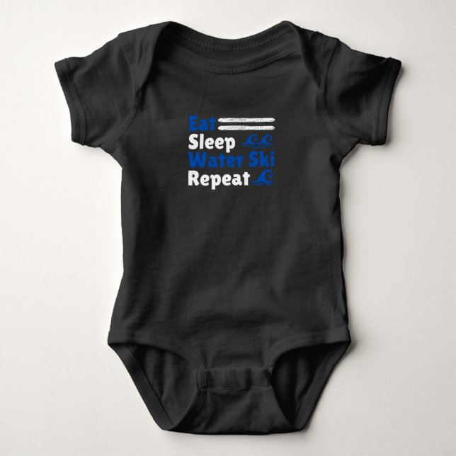 Eat Sleep Water Ski Repeat Baby Bodysuit (Front)