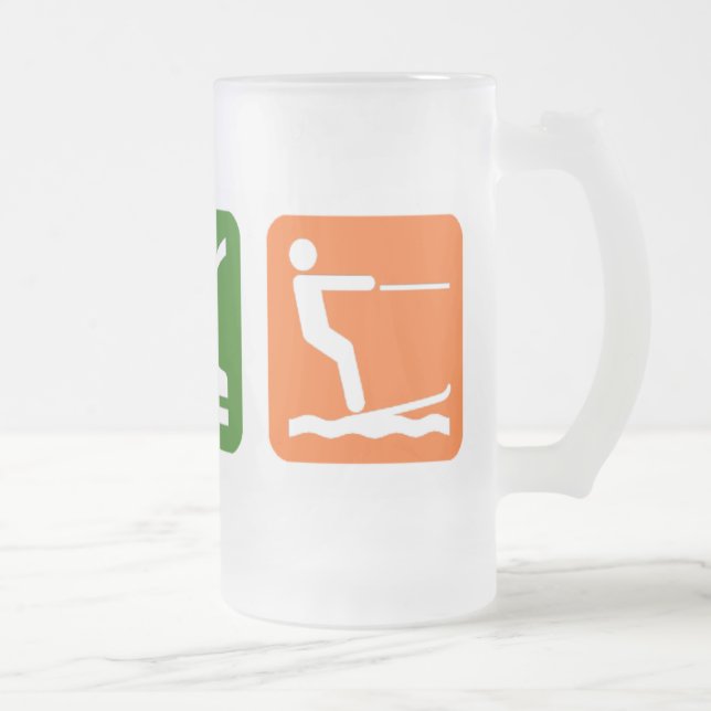 Eat Sleep Water Skiing Frosted Glass Beer Mug (Right)