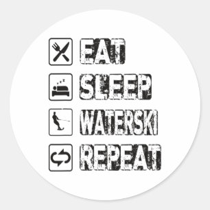 Eat Sleep Waterski Repeat Waterski Water Skiing Wa Classic Round Sticker