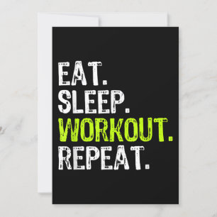 Eat Sleep Workout Repeat Funny Work Out Gym Gift Invitation