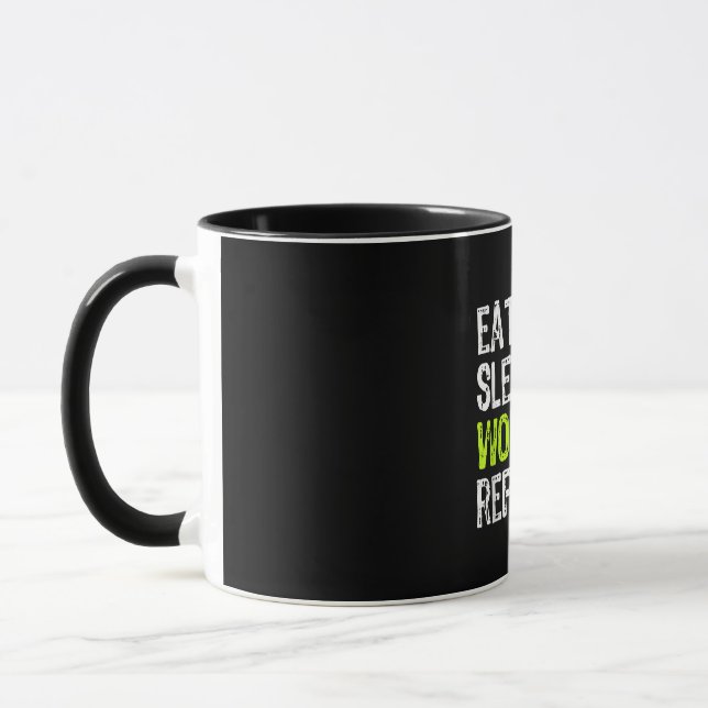 Eat Sleep Workout Repeat Funny Work Out Gym Gift Mug (Left)