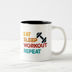 Eat Sleep Workout Repeat Two-Tone Coffee Mug