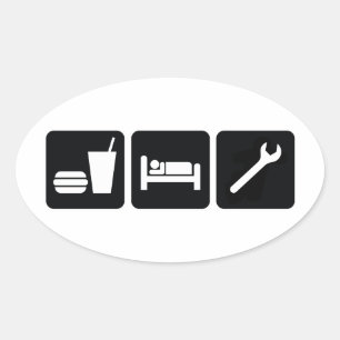 Eat Sleep Wrench Oval Sticker