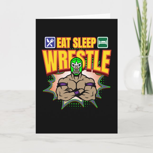 Eat Sleep Wrestle Lucha Libre Wrestling Card (Front)