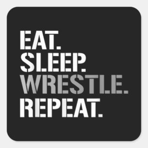Eat Sleep Wrestle Repeat - Cool Wrestling Square Sticker