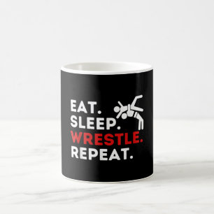 Eat Sleep Wrestle Repeat - Funny Wrestling & Coffee Mug