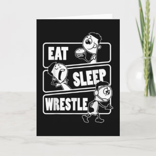 Eat Sleep Wrestle Repeat Funny Wrestling Wrestler Card