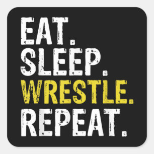 Eat Sleep Wrestle Repeat Square Sticker