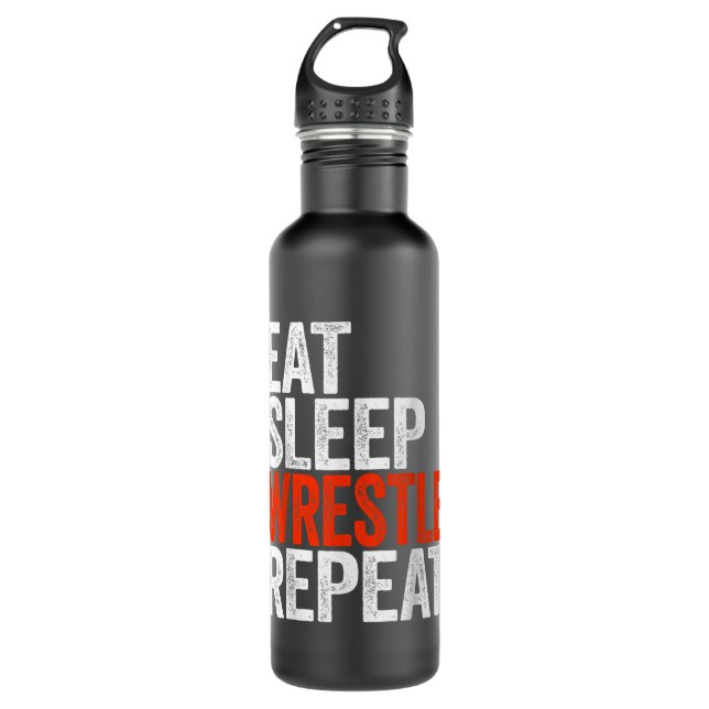 Eat Sleep Wrestle Repeat Wrestling Gif 710 Ml Water Bottle (Front)