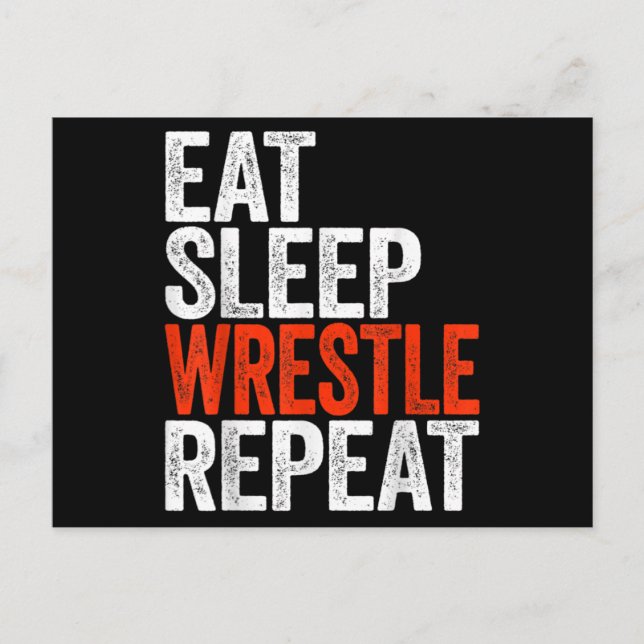 Eat Sleep Wrestle Repeat Wrestling Gif Postcard (Front)