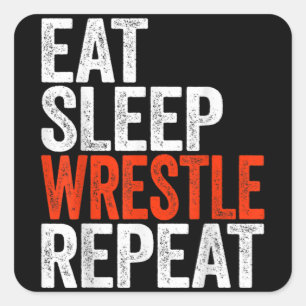 Eat Sleep Wrestle Repeat Wrestling Gif Square Sticker
