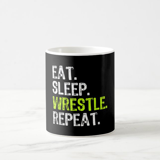 Eat Sleep Wrestle Repeat Wrestling Wrestler Coffee Mug (Center)