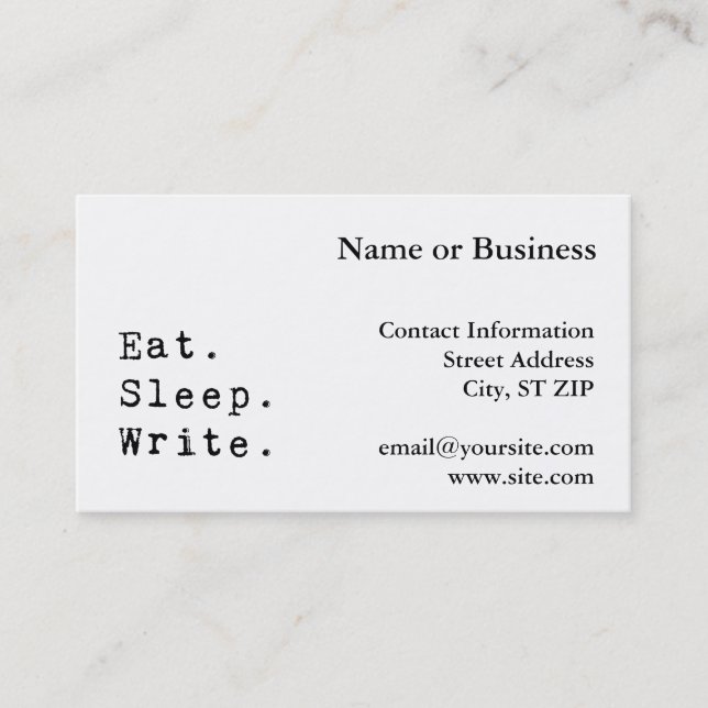 Eat Sleep Write Business Card (Front)