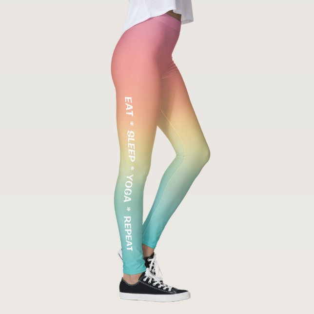 Eat Sleep Yoga Repeat Ombré Customisable Leggings (Right)